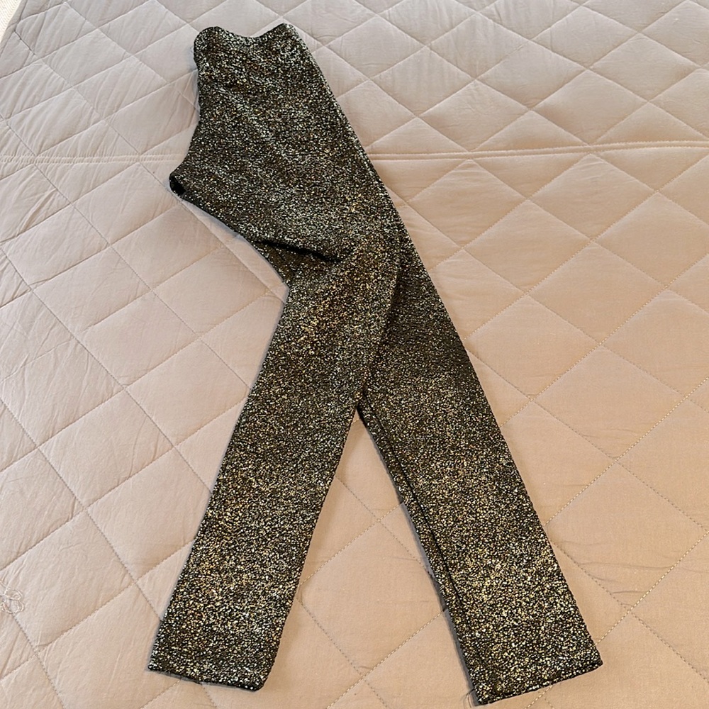 Women’s metallic gold & black leggings